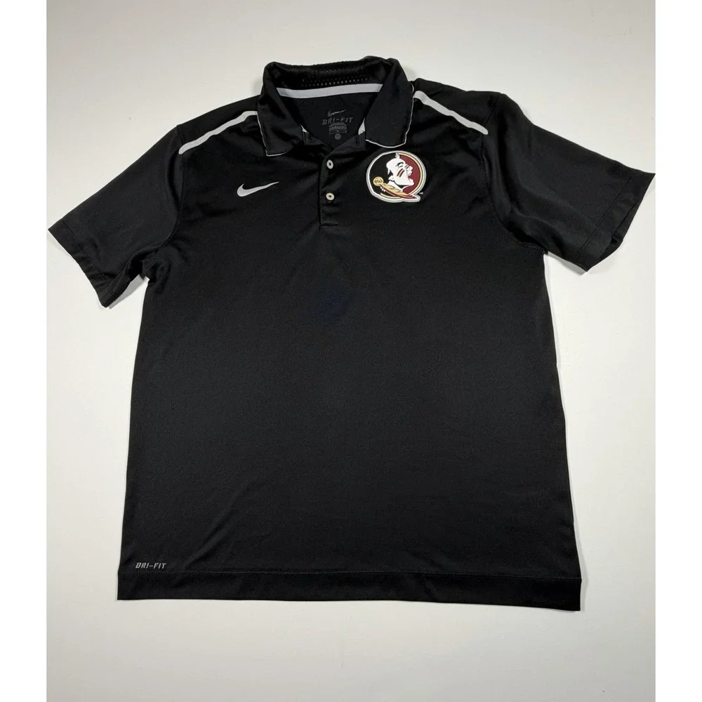 Nike Florida State Seminoles Polo Shirt Mens Large Black Football Vented